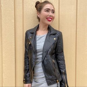 Zara 100% Leather Moto Jacket